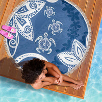 Polynesia Beach Blanket Blue Tribal Turtle Floral Pattern LT05 - Polynesian Pride