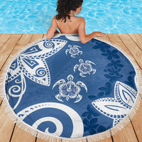 Polynesia Beach Blanket Blue Tribal Turtle Floral Pattern LT05 - Polynesian Pride