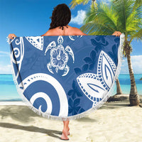 Polynesia Beach Blanket Blue Tribal Turtle Floral Pattern LT05 - Polynesian Pride