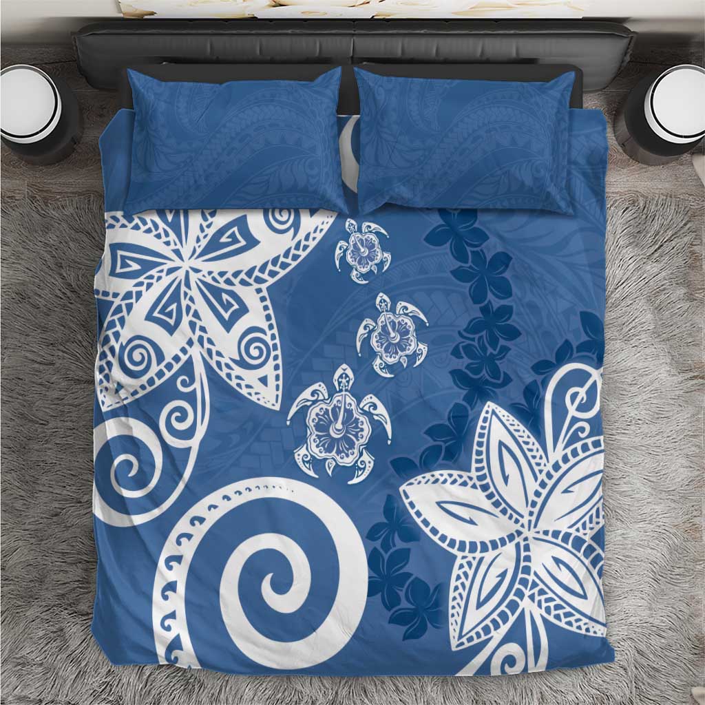 Polynesia Bedding Set Blue Tribal Turtle Floral Pattern