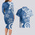 Polynesia Couples Matching Long Sleeve Bodycon Dress and Hawaiian Shirt Blue Tribal Turtle Floral Pattern