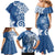 Polynesia Family Matching Mermaid Dress and Hawaiian Shirt Blue Tribal Turtle Floral Pattern