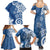 Polynesia Family Matching Summer Maxi Dress and Hawaiian Shirt Blue Tribal Turtle Floral Pattern