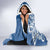 Polynesia Hooded Blanket Blue Tribal Turtle Floral Pattern