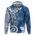 Polynesia Hoodie Blue Tribal Turtle Floral Pattern