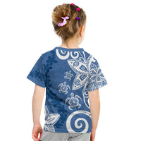 Polynesia Kid T Shirt Blue Tribal Turtle Floral Pattern LT05 - Polynesian Pride