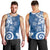 Polynesia Men Tank Top Blue Tribal Turtle Floral Pattern