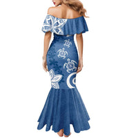 Polynesia Mermaid Dress Blue Tribal Turtle Floral Pattern LT05 - Polynesian Pride