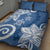 Polynesia Quilt Bed Set Blue Tribal Turtle Floral Pattern