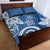 Polynesia Quilt Bed Set Blue Tribal Turtle Floral Pattern