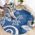 Polynesia Round Carpet Blue Tribal Turtle Floral Pattern