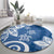 Polynesia Round Carpet Blue Tribal Turtle Floral Pattern