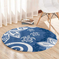 Polynesia Round Carpet Blue Tribal Turtle Floral Pattern LT05 - Polynesian Pride