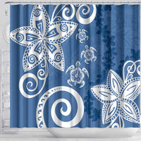 Polynesia Shower Curtain Blue Tribal Turtle Floral Pattern LT05 - Polynesian Pride