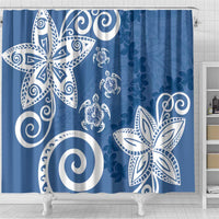 Polynesia Shower Curtain Blue Tribal Turtle Floral Pattern LT05 - Polynesian Pride