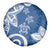 Polynesia Spare Tire Cover Blue Tribal Turtle Floral Pattern