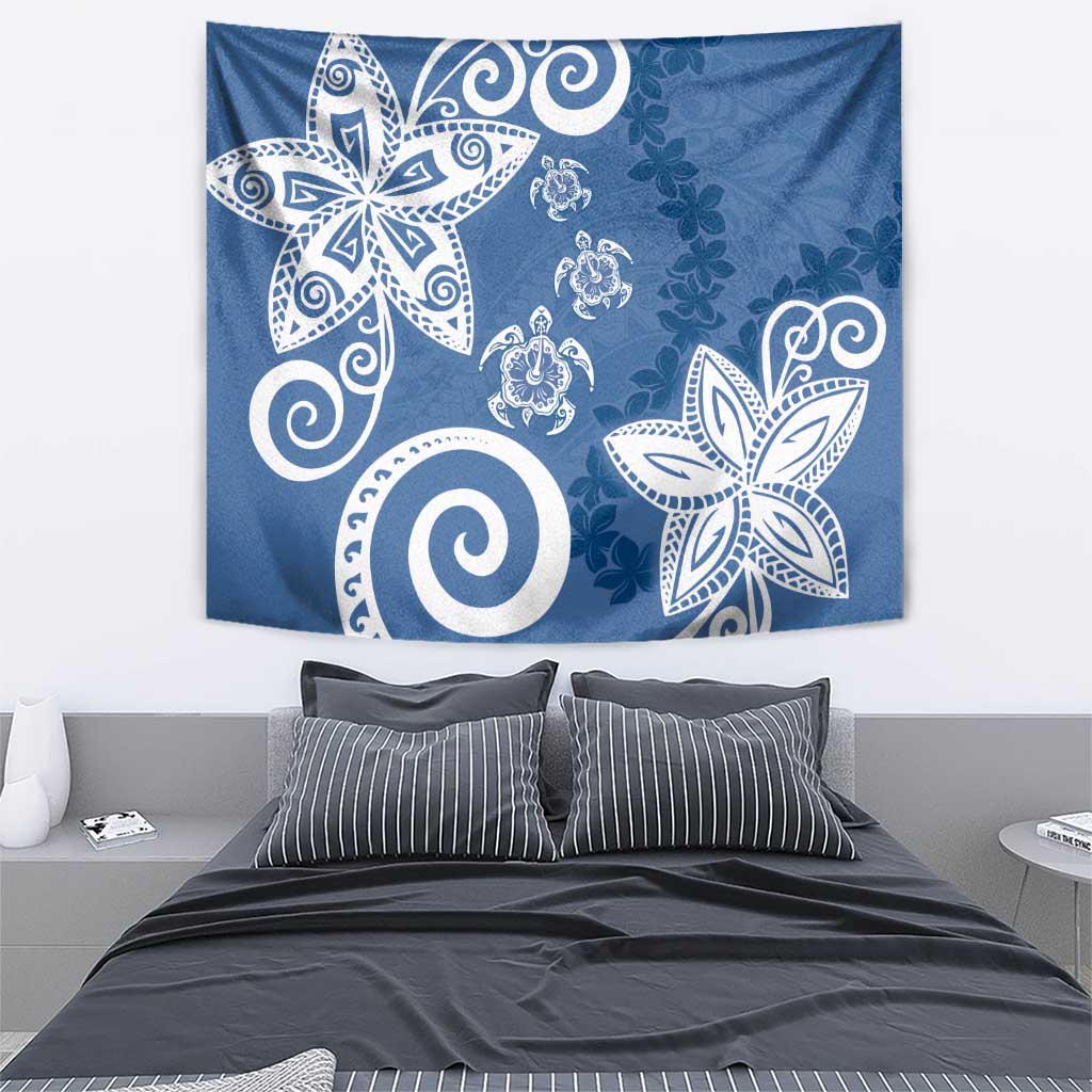 Polynesia Tapestry Blue Tribal Turtle Floral Pattern LT05 - Polynesian Pride