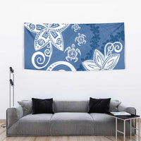 Polynesia Tapestry Blue Tribal Turtle Floral Pattern LT05 - Polynesian Pride