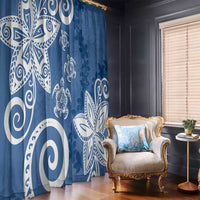 Polynesia Window Curtain Blue Tribal Turtle Floral Pattern LT05 - Polynesian Pride