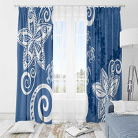 Polynesia Window Curtain Blue Tribal Turtle Floral Pattern LT05 - Polynesian Pride