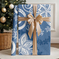 Polynesia Wrapping Paper Blue Tribal Turtle Floral Pattern LT05 - Polynesian Pride