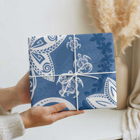 Polynesia Wrapping Paper Blue Tribal Turtle Floral Pattern LT05 - Polynesian Pride