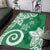 Polynesia Area Rug Green Tribal Turtle Floral Pattern