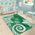 Polynesia Area Rug Green Tribal Turtle Floral Pattern