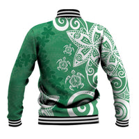 Polynesia Baseball Jacket Green Tribal Turtle Floral Pattern LT05 - Polynesian Pride