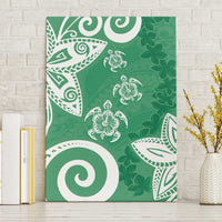 Polynesia Canvas Wall Art Green Tribal Turtle Floral Pattern LT05 Without Frame Green - Polynesian Pride