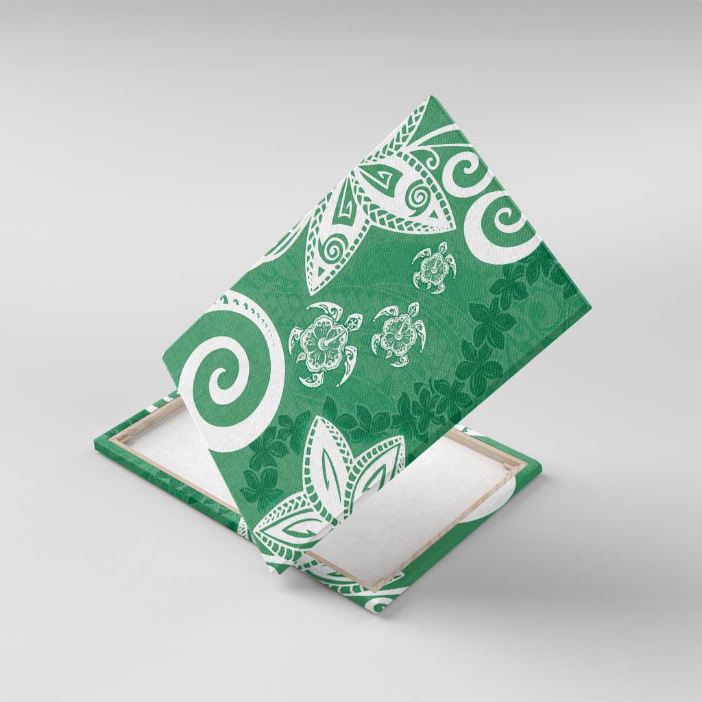 Polynesia Canvas Wall Art Green Tribal Turtle Floral Pattern LT05 With Frame Green - Polynesian Pride