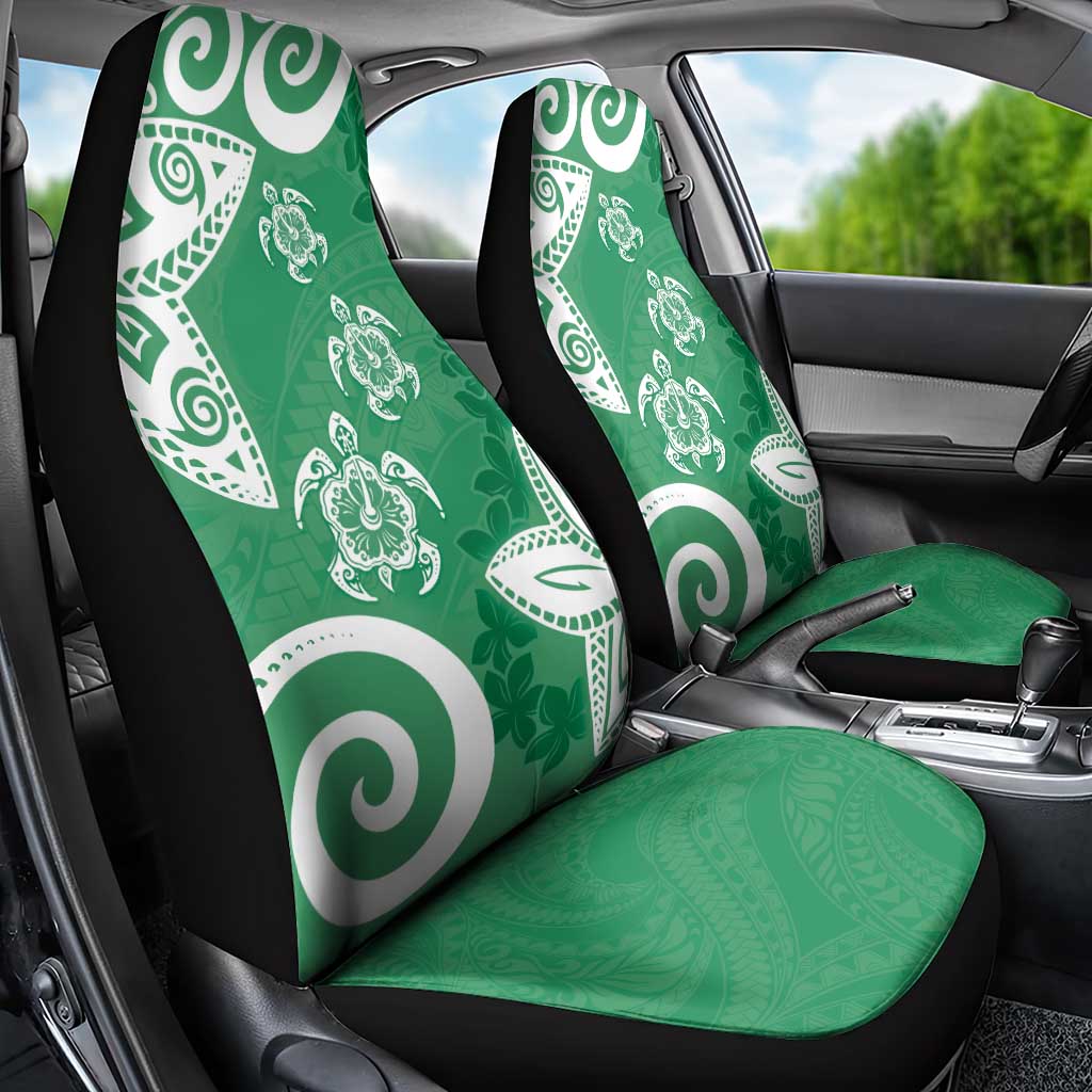 Polynesia Car Seat Cover Green Tribal Turtle Floral Pattern LT05 - Polynesian Pride