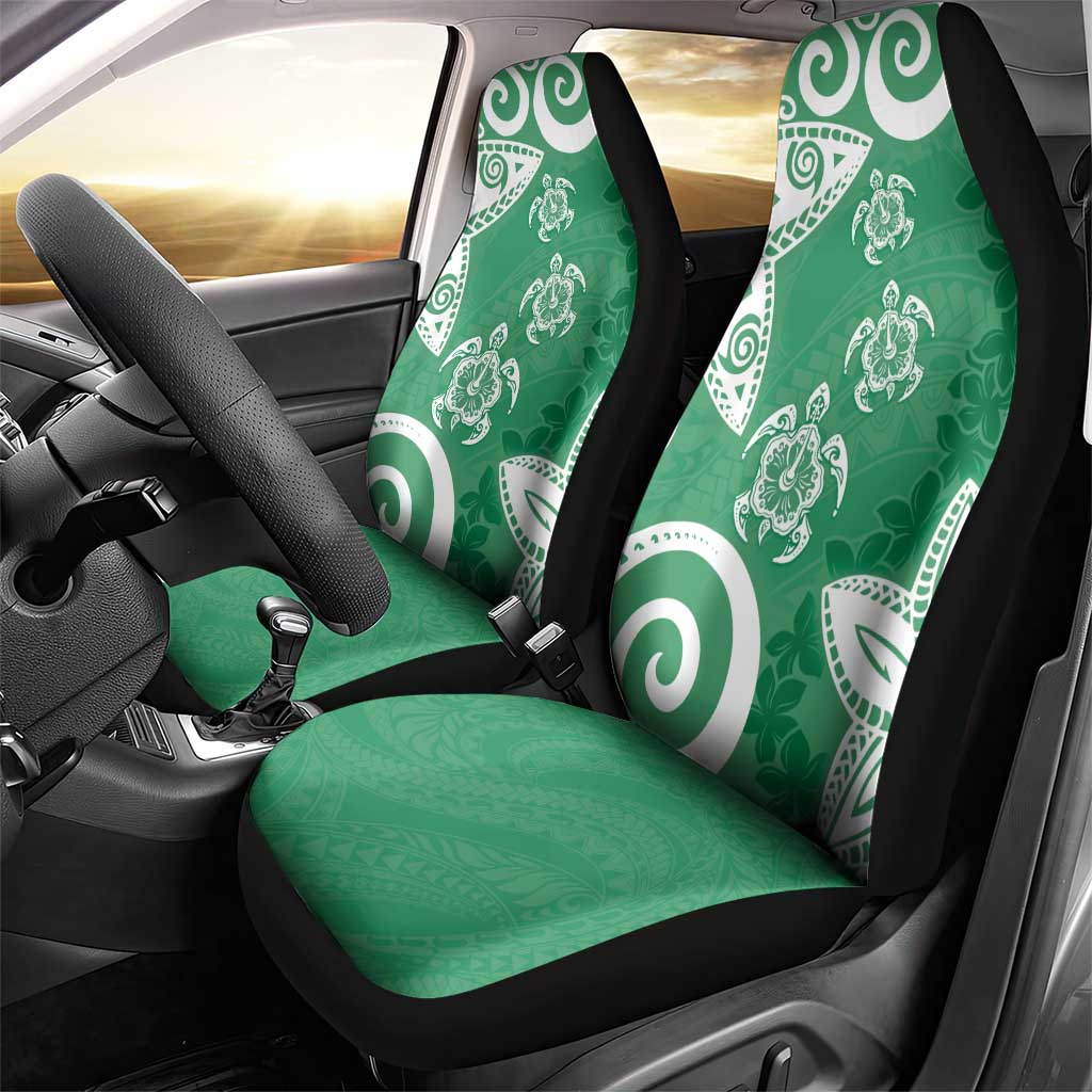 Polynesia Car Seat Cover Green Tribal Turtle Floral Pattern LT05 - Polynesian Pride