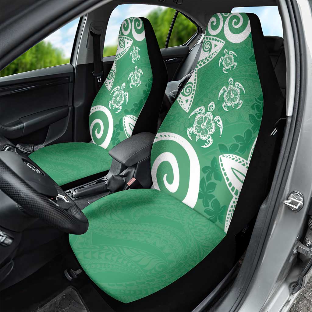 Polynesia Car Seat Cover Green Tribal Turtle Floral Pattern LT05 - Polynesian Pride
