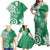 Polynesia Family Matching Off Shoulder Maxi Dress and Hawaiian Shirt Green Tribal Turtle Floral Pattern