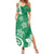 Polynesia Family Matching Summer Maxi Dress and Hawaiian Shirt Green Tribal Turtle Floral Pattern