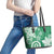 Polynesia Leather Tote Bag Green Tribal Turtle Floral Pattern