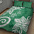 Polynesia Quilt Bed Set Green Tribal Turtle Floral Pattern