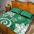 Polynesia Quilt Bed Set Green Tribal Turtle Floral Pattern