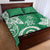 Polynesia Quilt Bed Set Green Tribal Turtle Floral Pattern