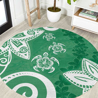 Polynesia Round Carpet Green Tribal Turtle Floral Pattern LT05 Green - Polynesian Pride