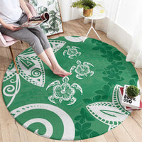 Polynesia Round Carpet Green Tribal Turtle Floral Pattern LT05 - Polynesian Pride