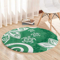 Polynesia Round Carpet Green Tribal Turtle Floral Pattern LT05 - Polynesian Pride