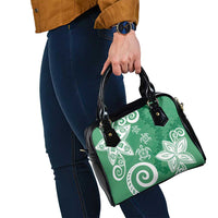 Polynesia Shoulder Handbag Green Tribal Turtle Floral Pattern LT05 - Polynesian Pride