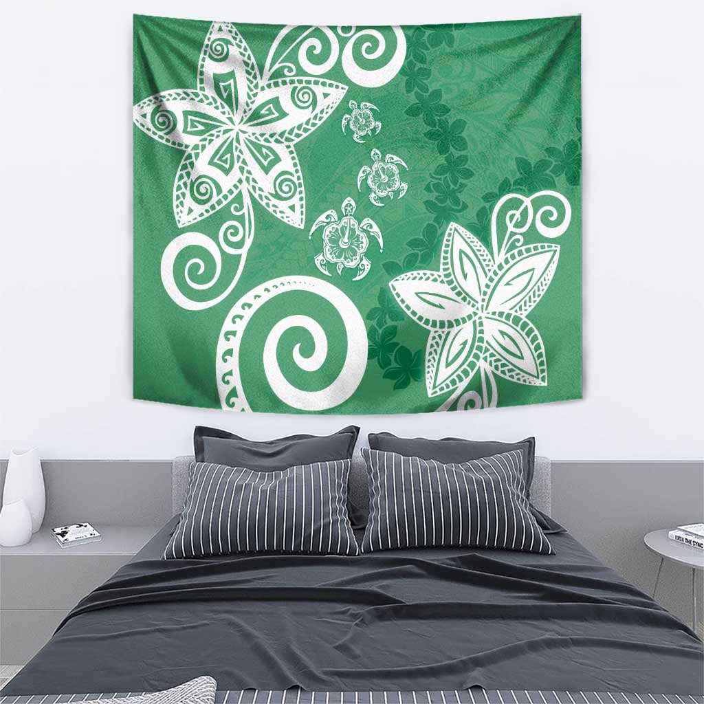 Polynesia Tapestry Green Tribal Turtle Floral Pattern LT05 - Polynesian Pride