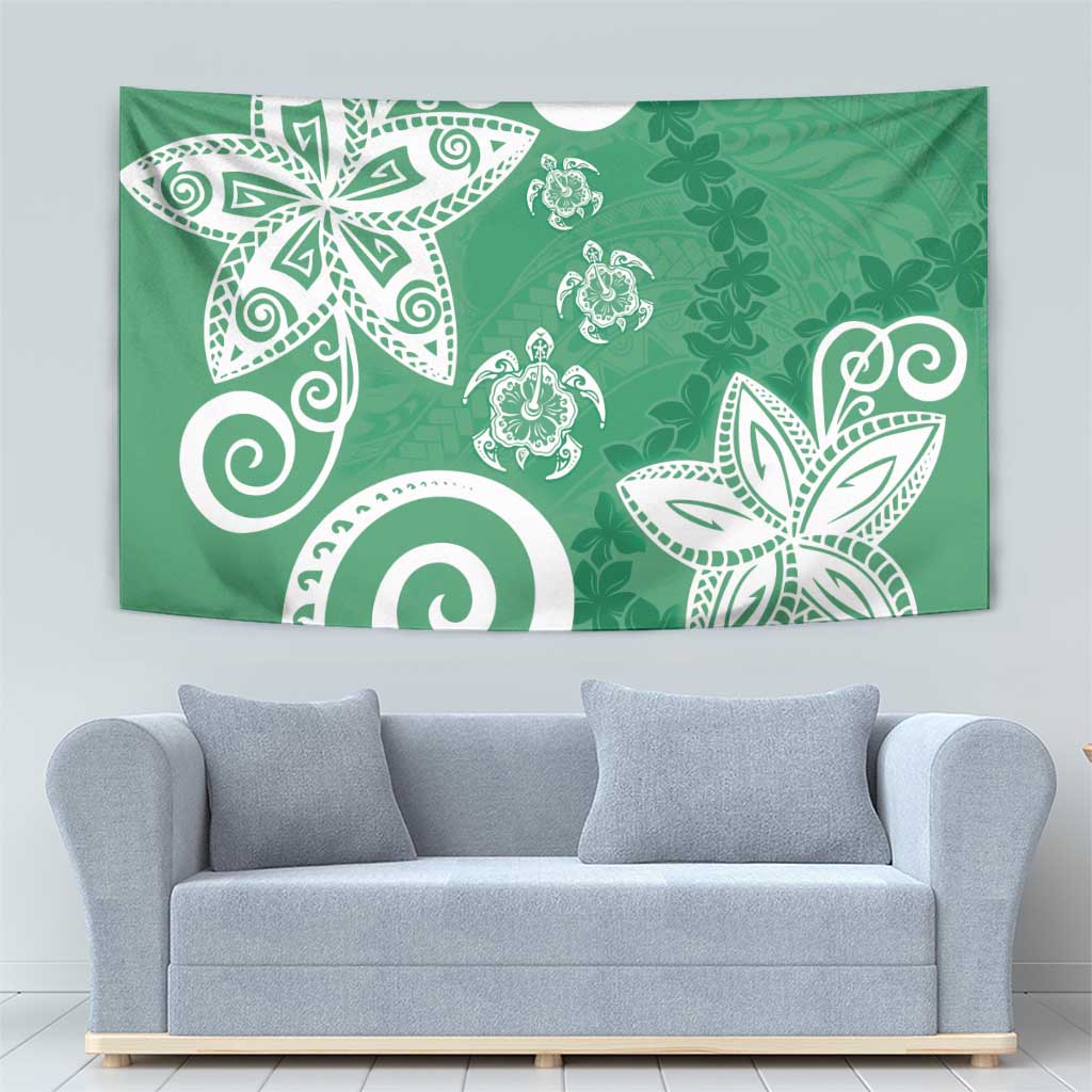 Polynesia Tapestry Green Tribal Turtle Floral Pattern LT05 - Polynesian Pride