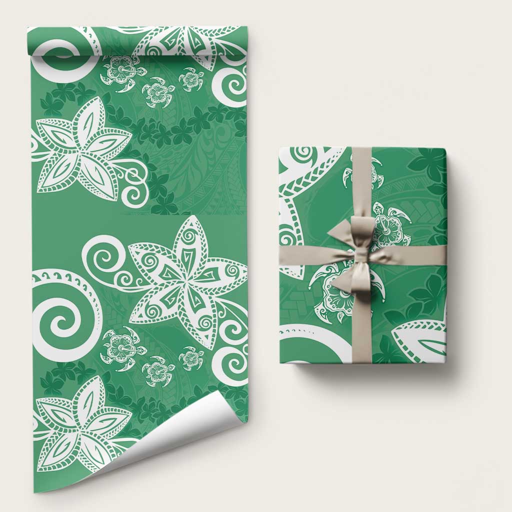 Polynesia Wrapping Paper Green Tribal Turtle Floral Pattern LT05 58" × 23" Green - Polynesian Pride