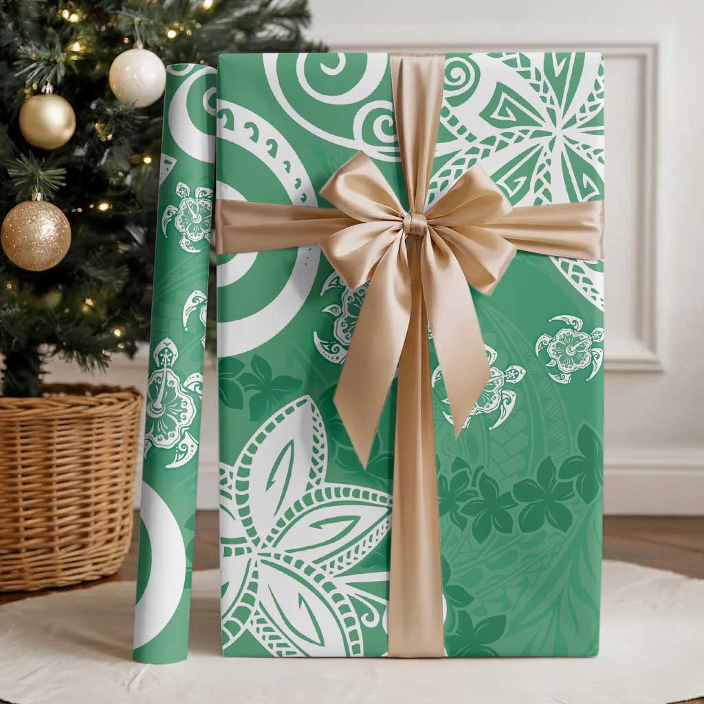 Polynesia Wrapping Paper Green Tribal Turtle Floral Pattern LT05 - Polynesian Pride