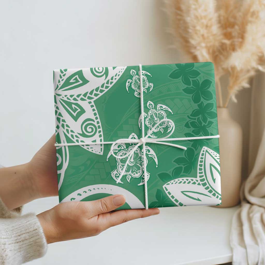 Polynesia Wrapping Paper Green Tribal Turtle Floral Pattern LT05 - Polynesian Pride