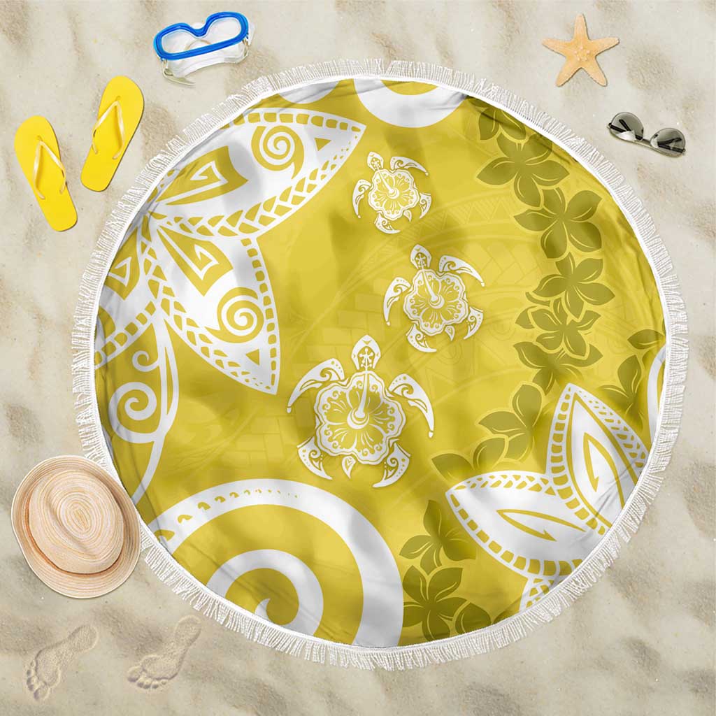 Polynesia Beach Blanket Yellow Tribal Turtle Floral Pattern LT05 One Size 150cm Yellow - Polynesian Pride